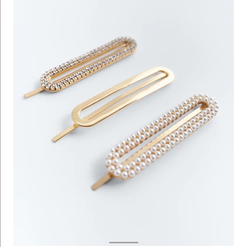 Zara Hair Clips Pearl and Rhinestone New